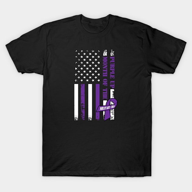 Purple Up Month Of The Military Child American Flag Kids T-Shirt by Shaniya Abernathy